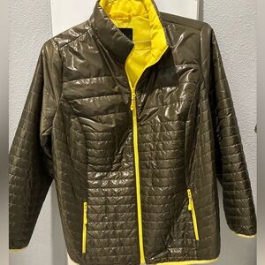 Talbots Women’s Plus Petite Quilted Jacket in Olive and Yellow